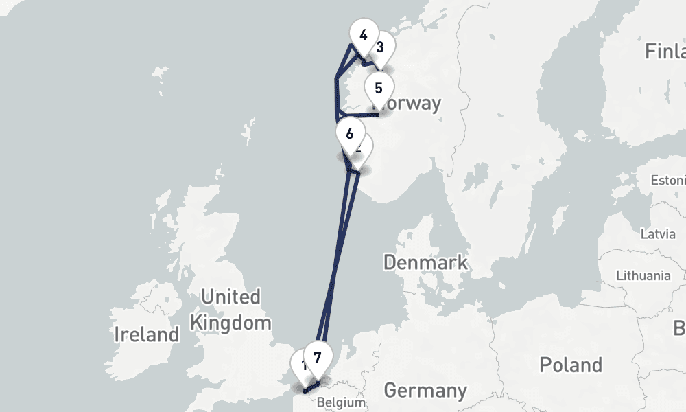 10 days, round-trip 10 Nuit Fjords de Norvegravege 11日間
