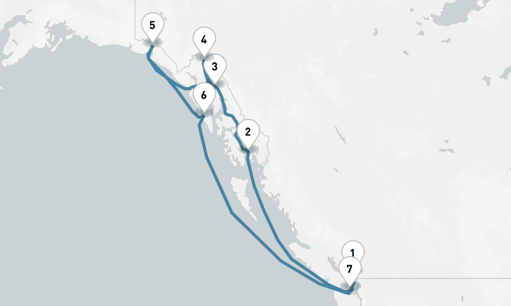 10 days, round-trip Alaska - Vancouver To Vancouver 11日間