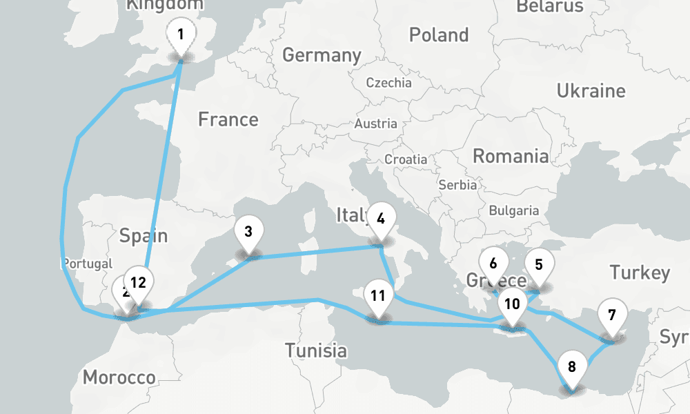 27 days, round-trip Egypt and the Eastern Mediterranean 28日間