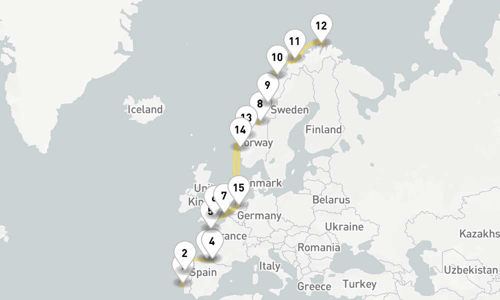 22 days, one-way from Lisbon to Dover 23日間