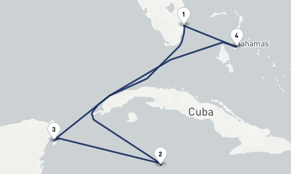 6 days, round-trip Grand Cayman, Mexico Nassau 7日間