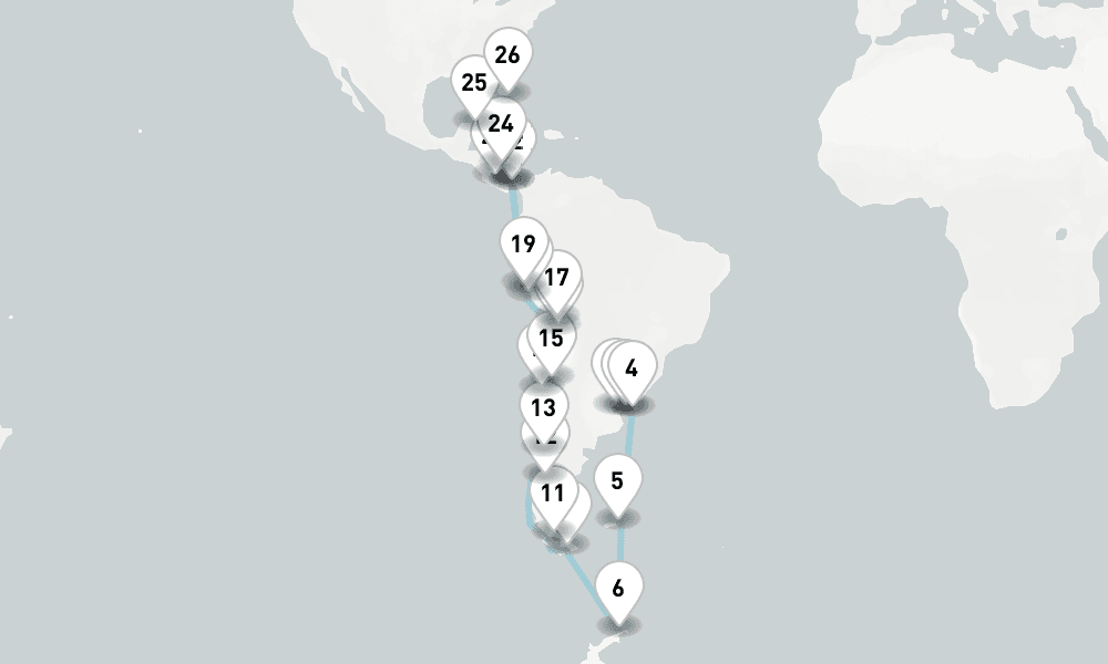 40 nights / 41 days, one-way from Buenos Aires to Miami (Florida)