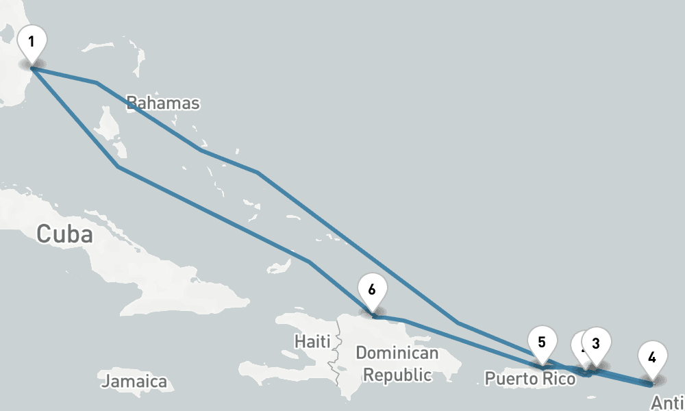 9 days, round-trip The Americas Caribbean - Fort Lauderdale To Fort Lauderdale 10日間