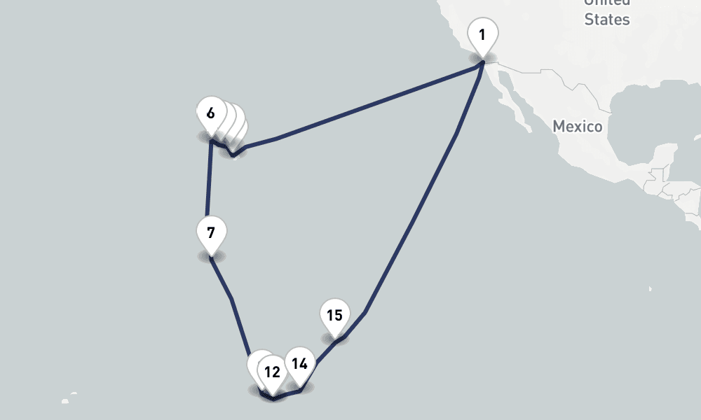 35 days, round-trip Legendary Hawaii, Tahiti Marquesas 36日間