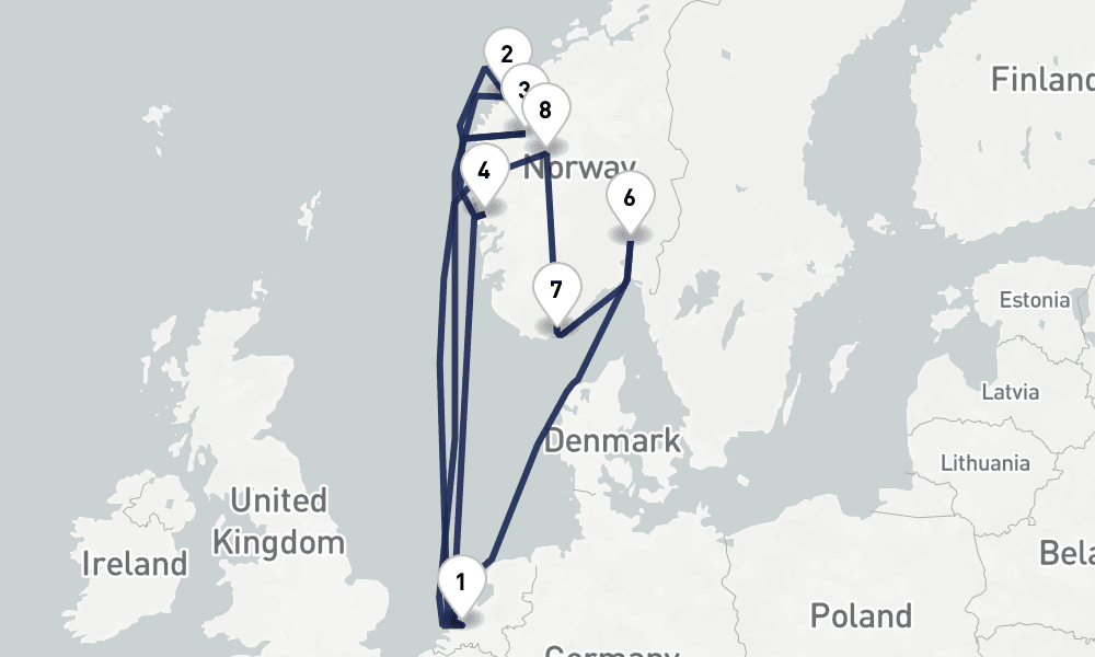 14 days, round-trip Fjords Of Norway Collectors Voyage 15日間