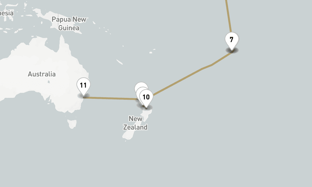 29 days, one-way from Los Angeles to Sydney 30日間