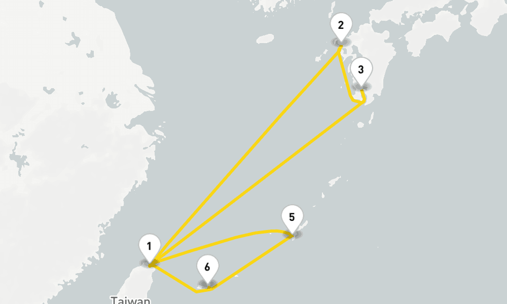8 days, round-trip Asia from Keelung Taipei 9日間