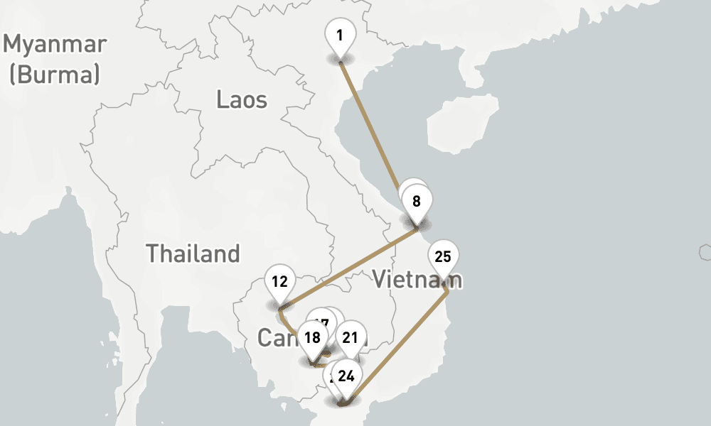 21 days, one-way from Hanoi to Saigon 22日間