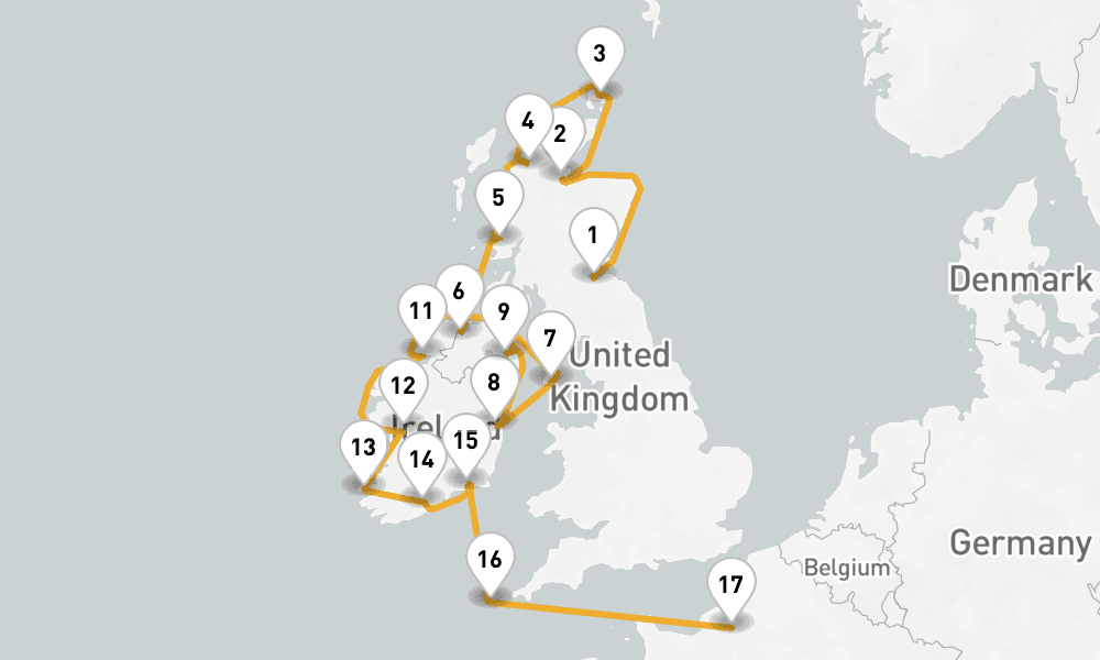 18 days, one-way from Leith-Edinburgh to Rouen 19日間