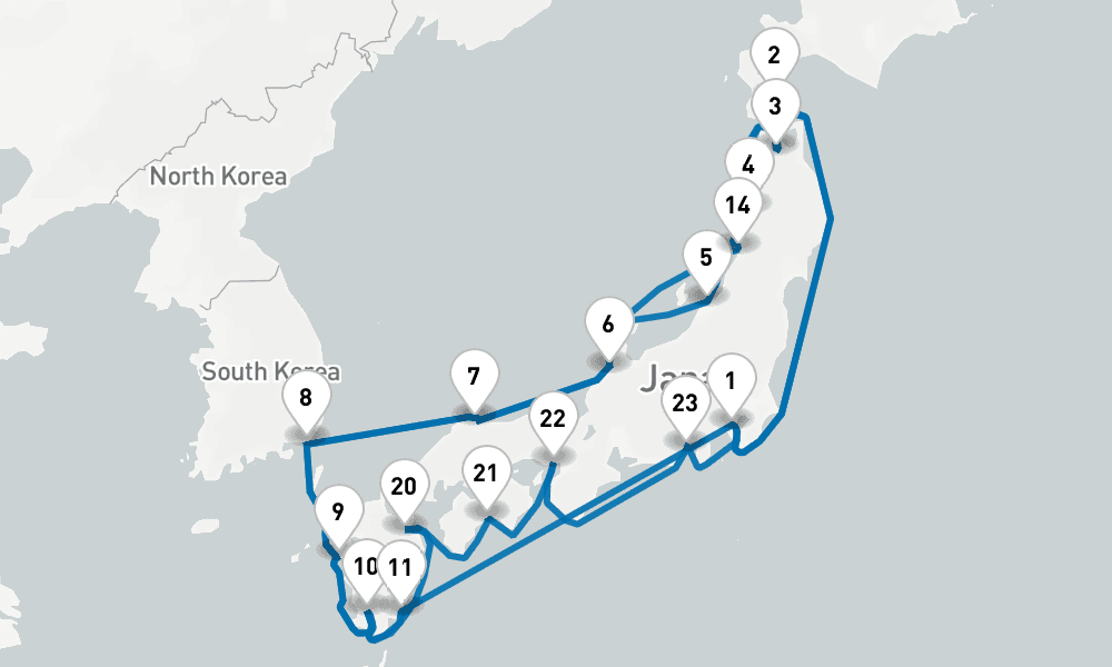 28 days, round-trip Grand Circle Japan with Fall Foliage 29日間