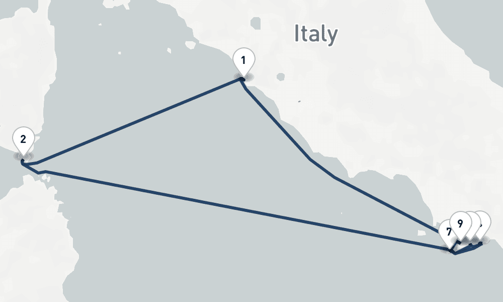 7 days, round-trip Corsica the Amalfi Coast 8日間