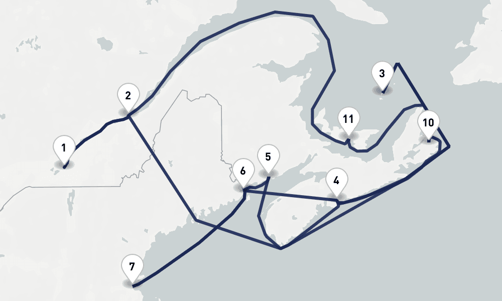 14 days, round-trip Canada New England Maritimes Montreal Collectors 15日間