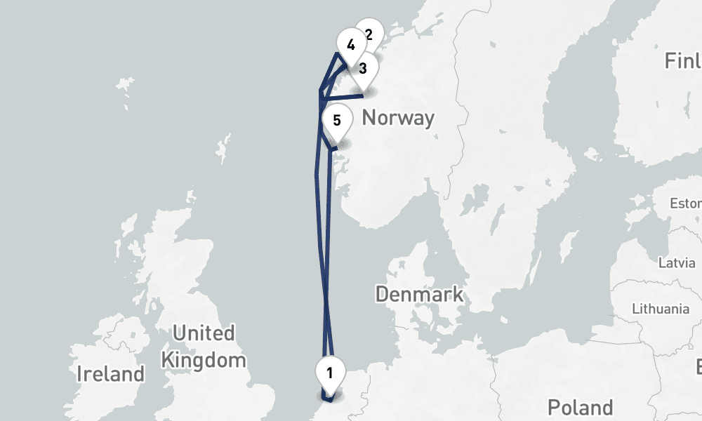 7 days, round-trip Norwegian Fjords 8日間