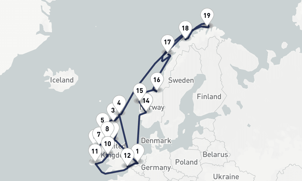 28 days, round-trip British Isles Arctic Circle Collectors Voyage 29日間