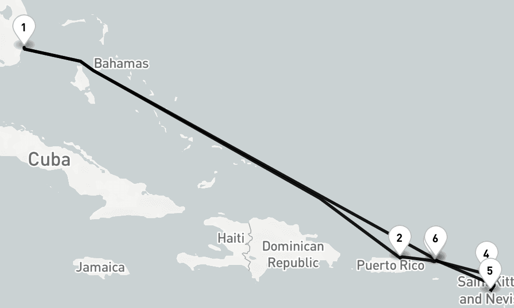 10 nights / 11 days, Miami (Florida) Round trip