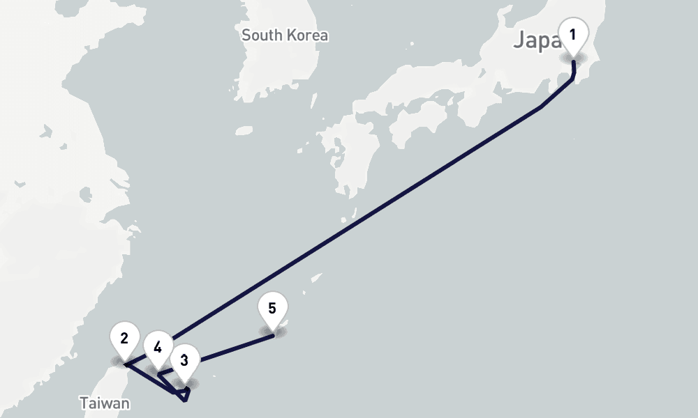 東京発 基隆着 片道ポジショニング 7日間