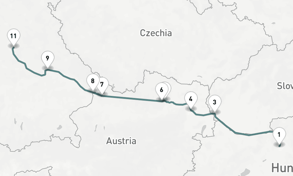 7 nights / 8 days, one-way from Budapest to Nuremberg