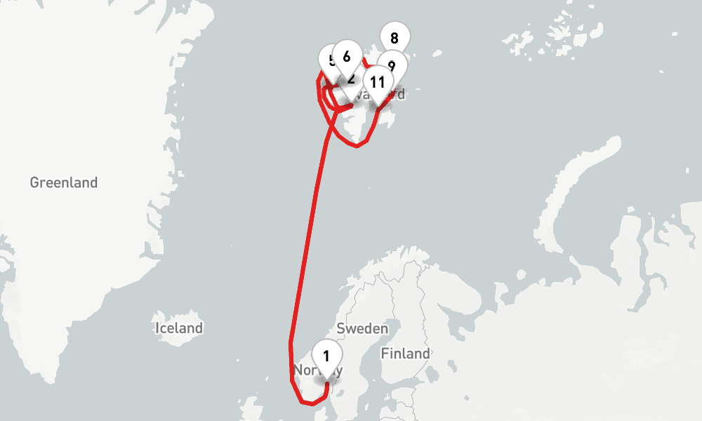 14 nights / 15 days, Oslo Round trip