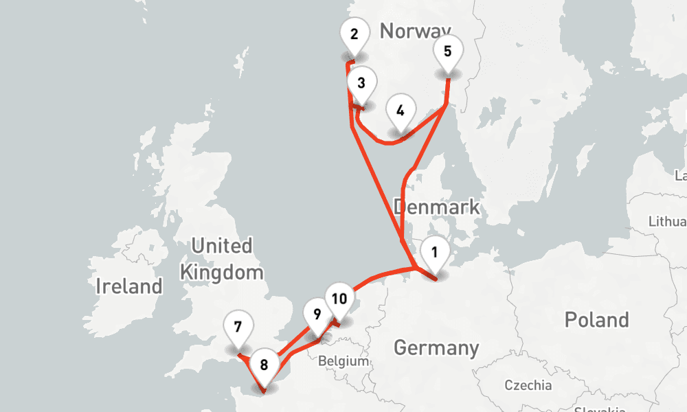 14 nights / 15 days, Hamburg Round trip