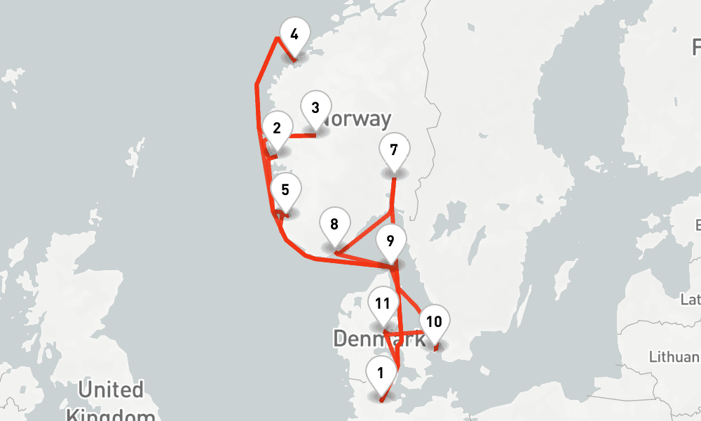 14 nights / 15 days, Kiel Round trip
