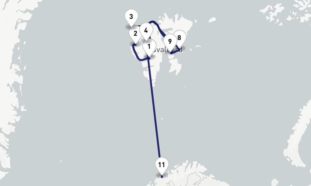 16 days, one-way from Longyearbyen to Tromso 17日間