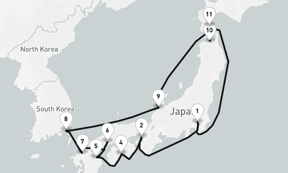15 nights / 16 days, Tokyo Round trip