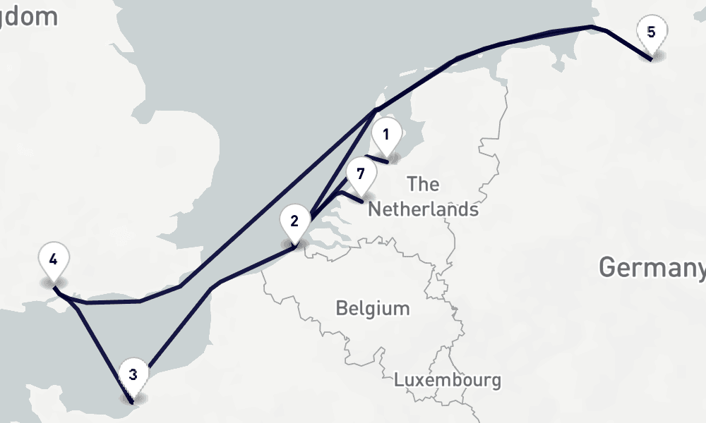 8 days, one-way from Amsterdam to Rotterdam 9日間