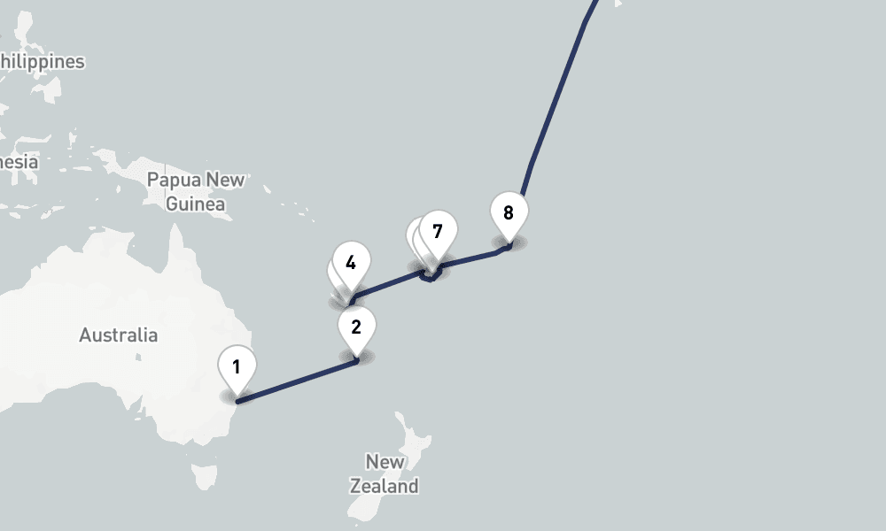28 days, one-way from Sydney to Seattle 29日間