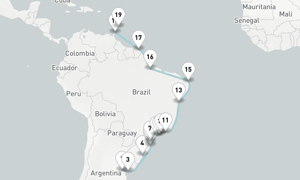 26 days, one-way from Buenos Aires to Bridgetown 27日間