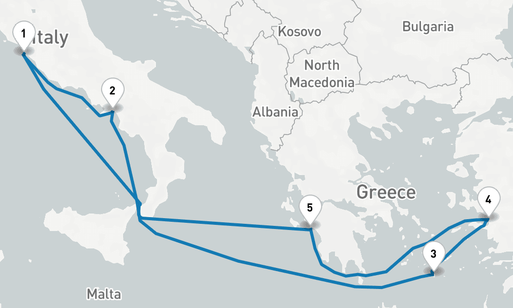 7 days, round-trip Mediterranean Aegean 8日間