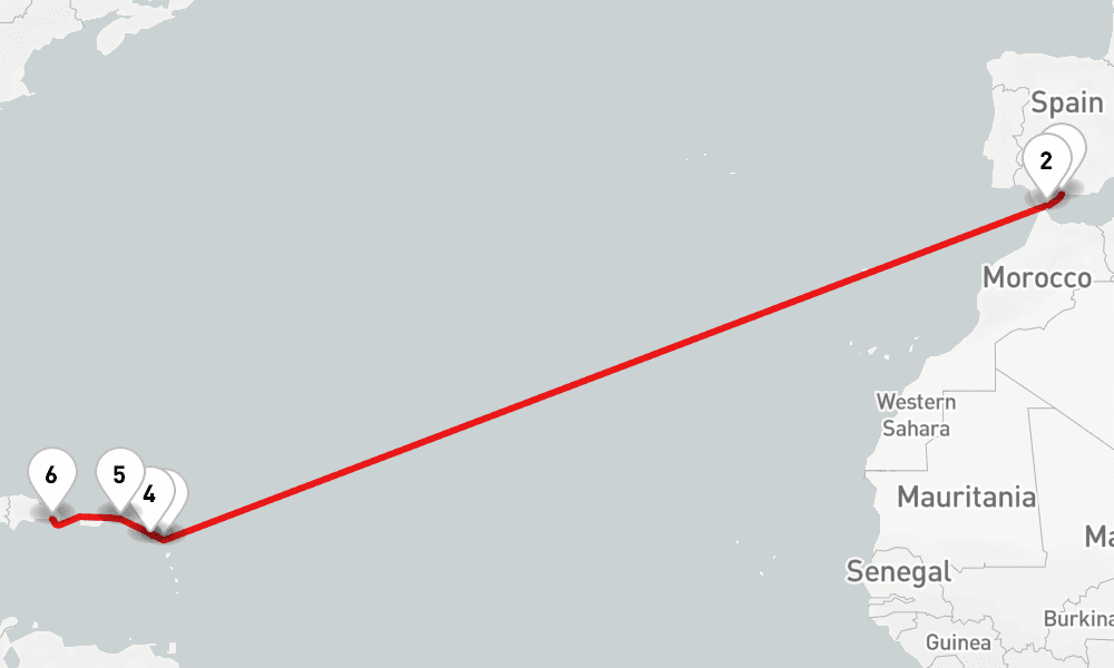 12 days, one-way from Malaga to La Romana 13日間