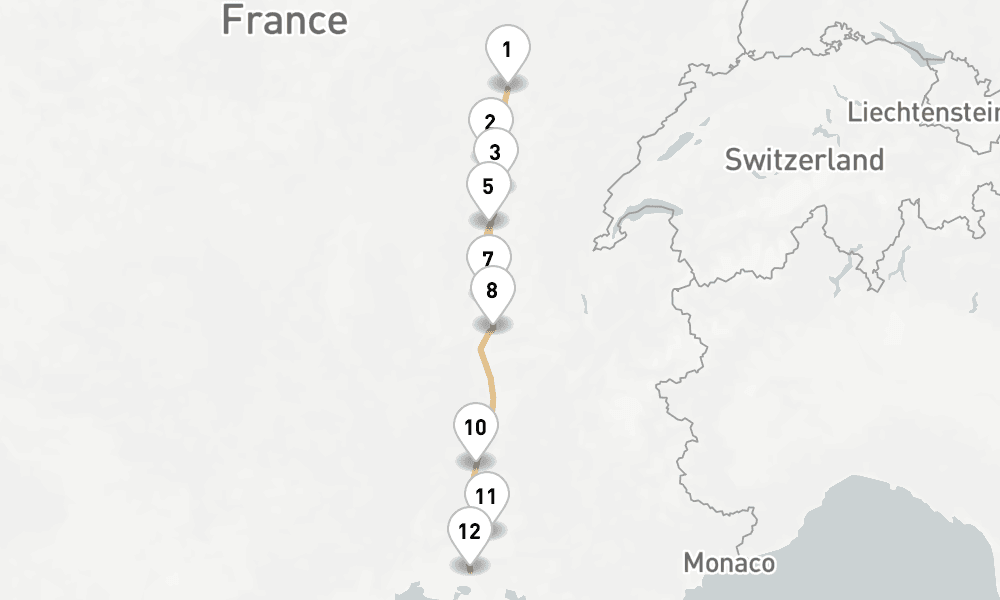 7 days, one-way from Dijon to Arles 8日間
