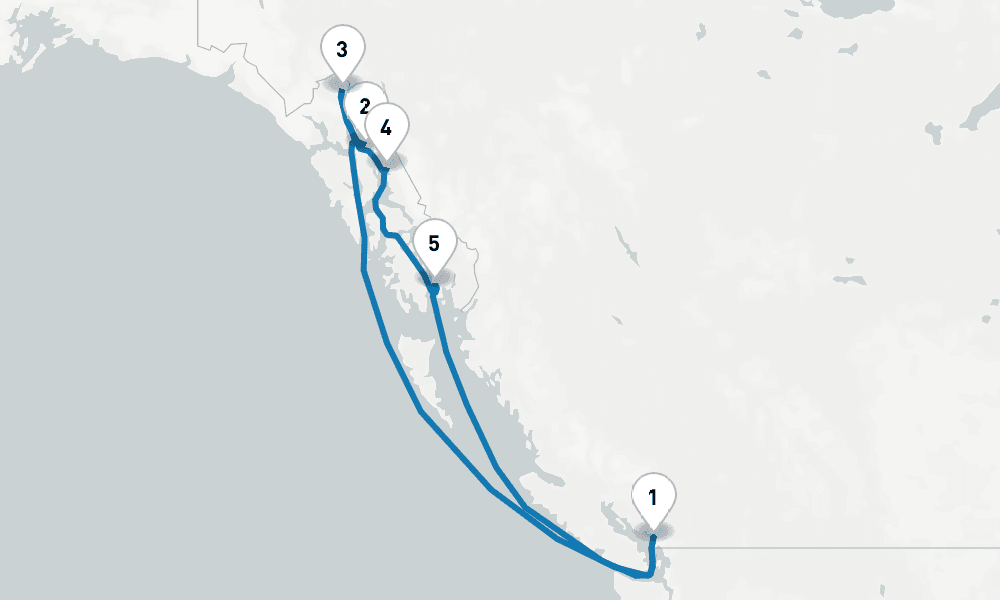 7 days, round-trip Inside Passage Roundtrip Vancouver 8日間