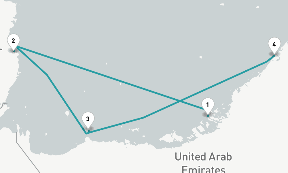 3 days, one-way from Abu Dhabi to Dubai 4日間