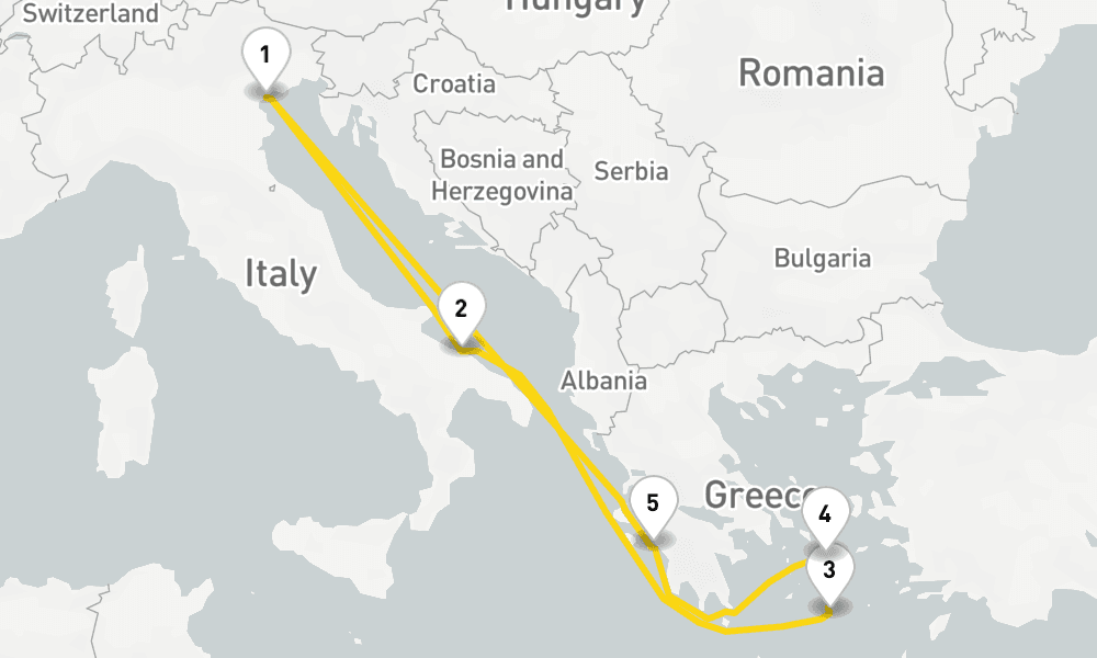 7 days, round-trip Eastern Mediterranean from Marghera Venice 8日間