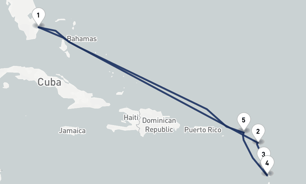 9 days, round-trip Antigua, Dominica, Martinique, St. Maarten 10日間