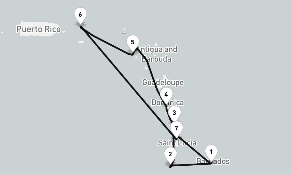 8 days, round-trip Bridgetown To Bridgetown 9日間