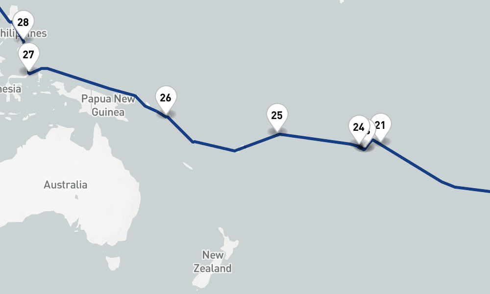 193 days, round-trip World Cruise 194日間