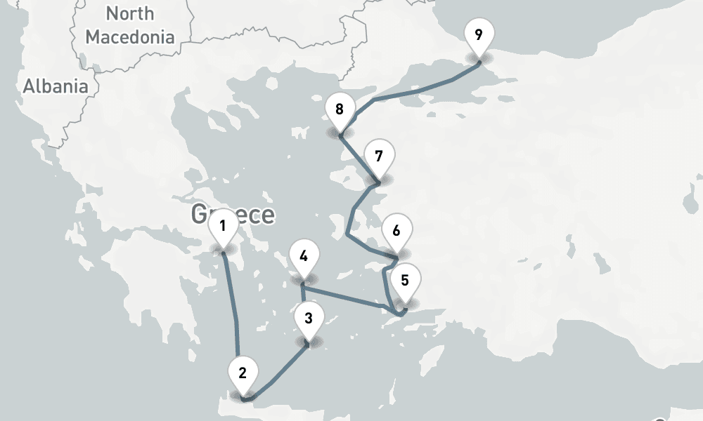 10 days, one-way from Piraeus-Athens to Istanbul 11日間