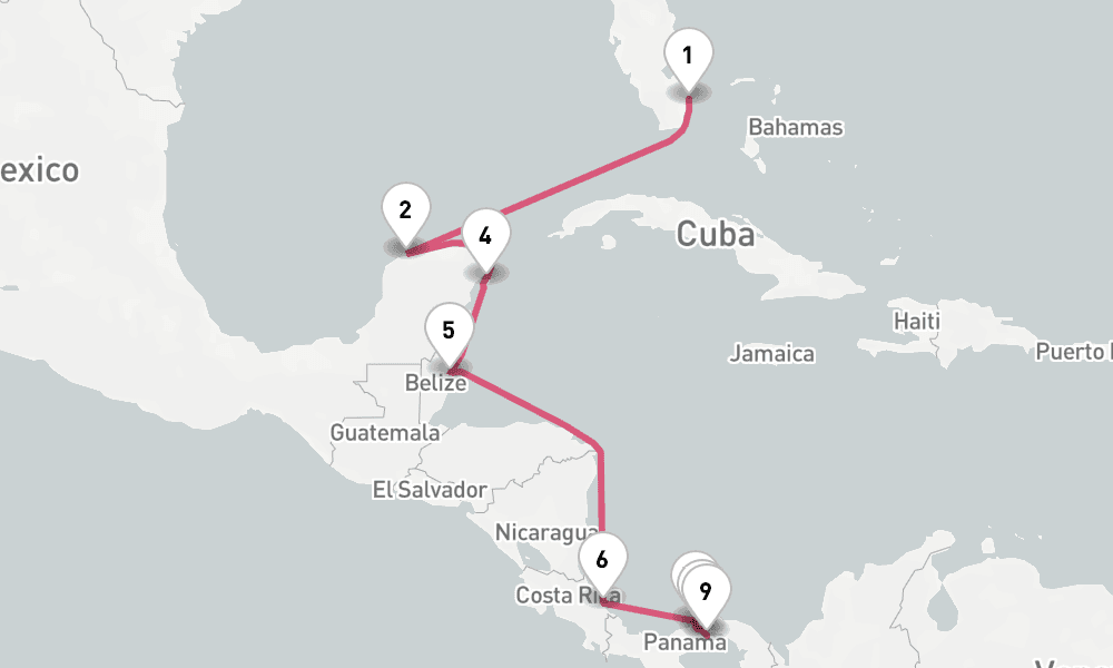 10 days, one-way from Fort Lauderdale to Panama City 11日間