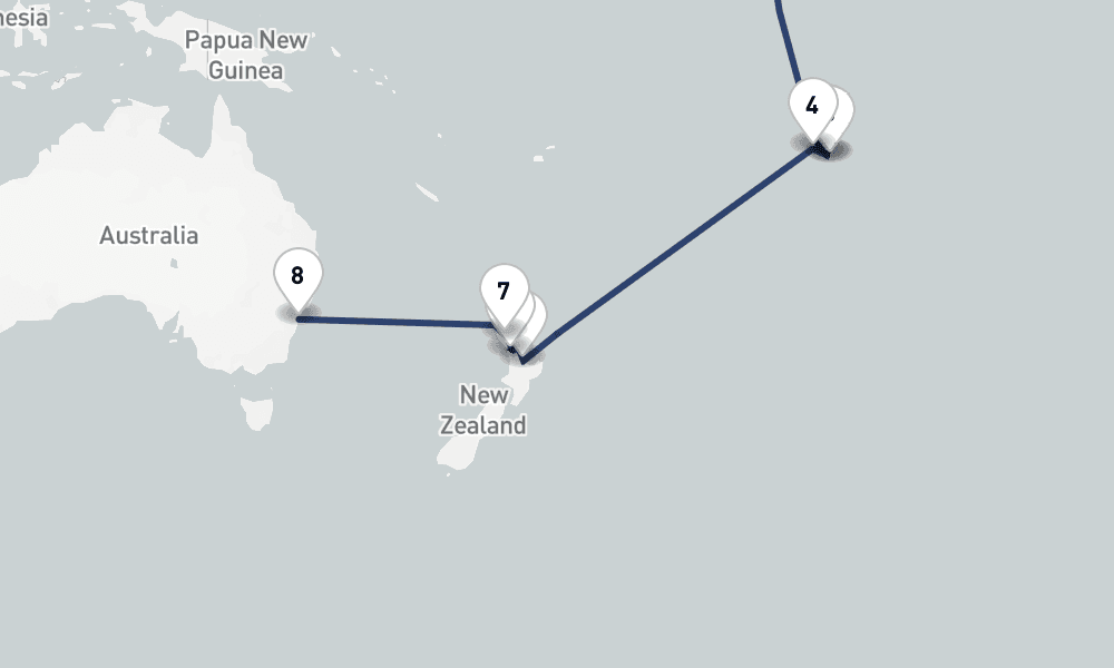 19 days, one-way from Honolulu to Sydney 20日間