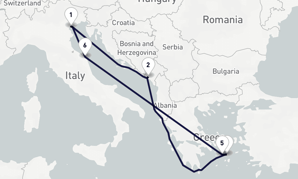 7 days, round-trip Mediterranean 8日間