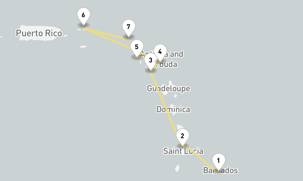 7 days, one-way from Bridgetown to Philipsburg St Maarten 8日間