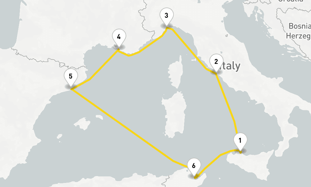 7 days, round-trip Western Mediterranean from Palermo 8日間