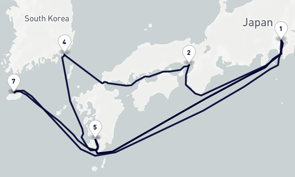 12 days, round-trip Asia 13日間