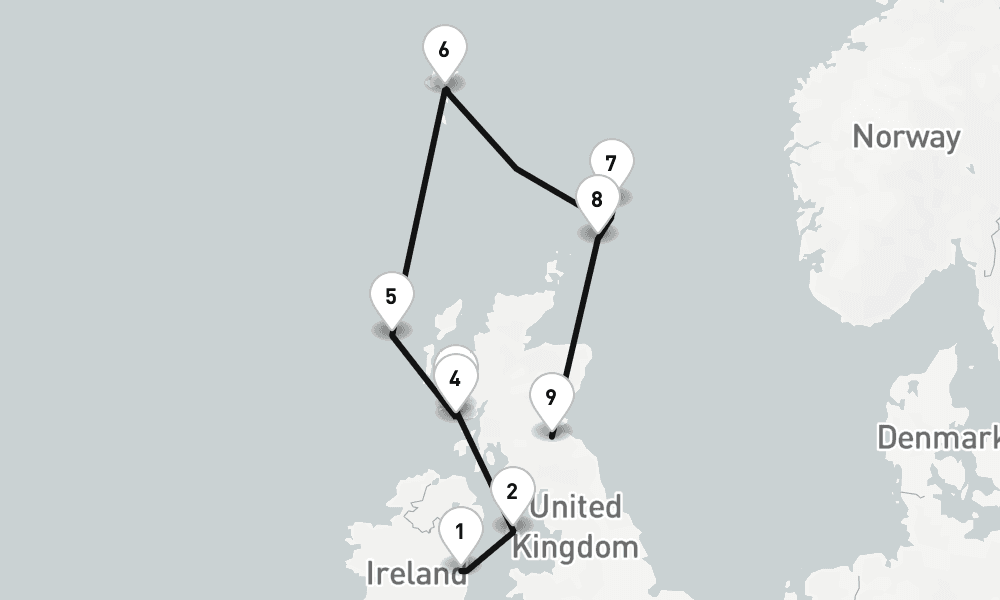 11 days, one-way from Dublin to Leith-Edinburgh 12日間
