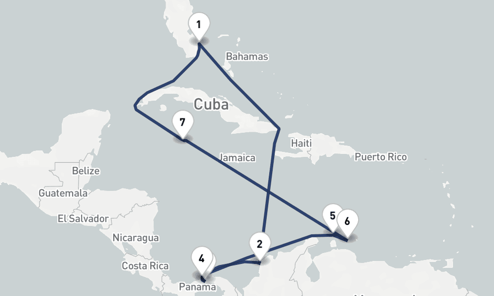 11 days, round-trip Panama Canal Southern Caribbean 12日間