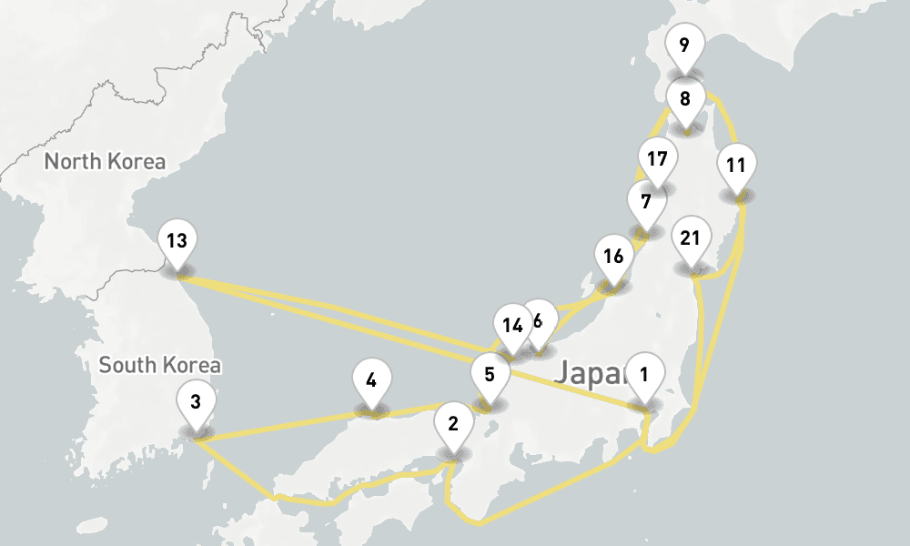 28 days, round-trip Autumn Reverie Japans Hidden Gems 29日間