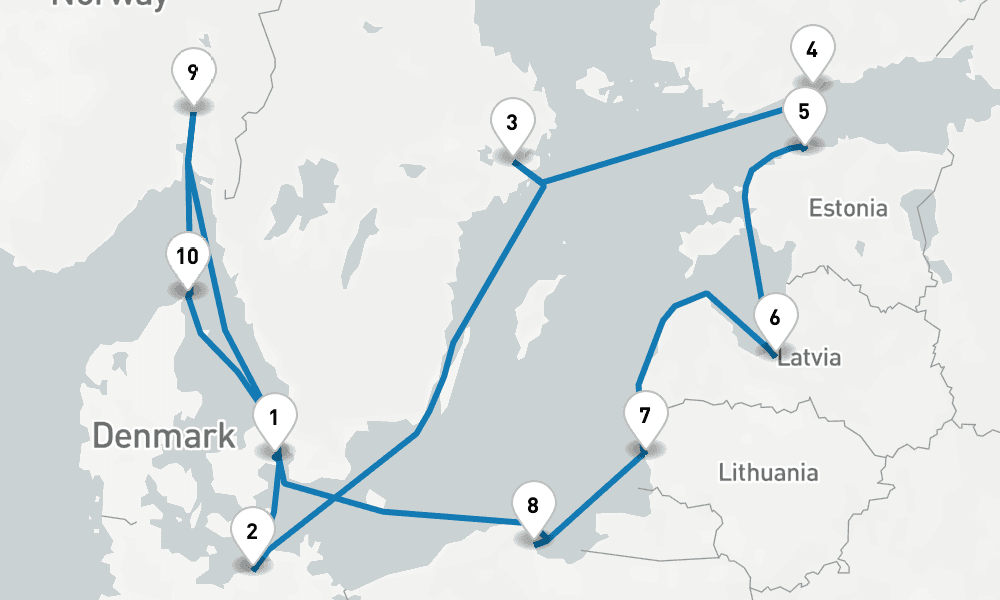 12 days, round-trip Norway, Denmark Sweden 13日間