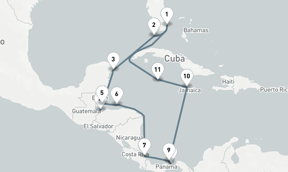14 days, round-trip A Festive Passage Miami To Miami 15日間